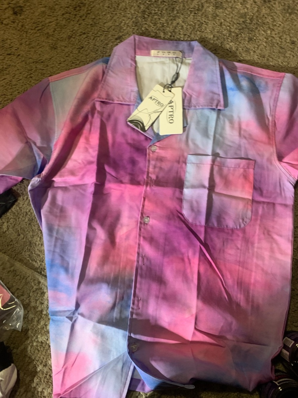 Aptro Pink & Purple Ombre Short-Sleeve Beach Summer Casual Shirt